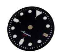 PVUVTNAHW Compatible for NH34 GMT Automatic Movement 29mm Black Orange Watch Dial Face with Hands Set Date Window Green Luminous(Black dial)