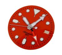 PVUVTNAHW Compatible for NH34 GMT Automatic Movement 29mm Black Orange Watch Dial Face with Hands Set Date Window Green Luminous(Orange dial Hands)