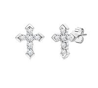 PVUVTNAHW Cross Moissanite Earrings Unisex Couple Stud Earring 925 Sterling Silver 1ct D Color VVS1 Jewelry