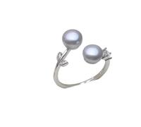 PVUVTNAHW Freshwater Natural Adjustable Pearl Ring Mini Small 925 Silver Ring For Mother Wife Birthday(Grey)