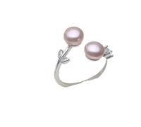 PVUVTNAHW Freshwater Natural Adjustable Pearl Ring Mini Small 925 Silver Ring For Mother Wife Birthday(Purple)