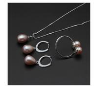 PVUVTNAHW Freshwater Pearl Jewelry Set Natural Pearl Sets 925 Silver Necklace Earring Anniversary For Women(Purple)