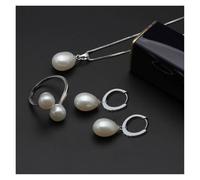 PVUVTNAHW Freshwater Pearl Jewelry Set Natural Pearl Sets 925 Silver Necklace Earring Anniversary For Women(White)