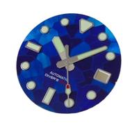 PVUVTNAHW Green Luminous 29mm Mother of Pearl Watch Dial Face Date Window Hands Set Compatible for NH35 NH36 Automatic Movement(Blue dial Hands)