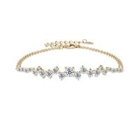 PVUVTNAHW Moissanite Bracelet 925 Sterling Silver Adjustable Double Chain Bracelets for Women(Gold_16.5-21.5cm)