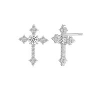 PVUVTNAHW Moissanite Stud Earrings 0.1 Carat Shining Cross S925 Silver Exquisite Wedding Party Anniversary