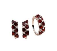 PVUVTNAHW Mozambique Garnet Natural Gem Ring Earrings 925 Sterling Silver Women's Fine Jewelry Jewelry Set(5)