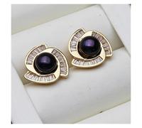 PVUVTNAHW Natural Freshwater Black Pearl Earrings Trendy Pierced Pearl Earrings For Woman(Black)