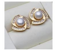 PVUVTNAHW Natural Freshwater Black Pearl Earrings Trendy Pierced Pearl Earrings For Woman(White)