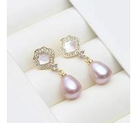 PVUVTNAHW Natural Freshwater Dangling Pearl Earrings Trendy 925 Sterling Silver Pearl Drop Earrings For Women(Purple)