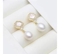 PVUVTNAHW Natural Freshwater Dangling Pearl Earrings Trendy 925 Sterling Silver Pearl Drop Earrings For Women(White)