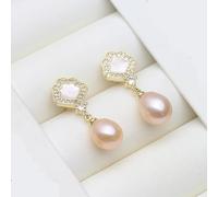 PVUVTNAHW Natural Freshwater Dangling Pearl Earrings Trendy 925 Sterling Silver Pearl Drop Earrings For Women(Pink)