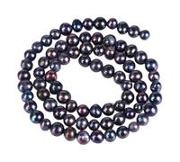 PVUVTNAHW Natural Freshwater Pearl Black Round Pearls Beads for Jewelry Making Bracelet Necklace Earrings(4-5mm 74-77pcs)