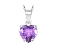 PVUVTNAHW Natural Heart 1.57ct Citrine Sky Blue Topaz Garnet Amethyst Pendant No Chain 925 Sterling Silver(Natural Amethyst)