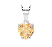 PVUVTNAHW Natural Heart 1.57ct Citrine Sky Blue Topaz Garnet Amethyst Pendant No Chain 925 Sterling Silver(Natural Citrine)