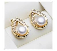 PVUVTNAHW Natural Pearl Heart Earrings Gold Plated Fresh Water Stud Earrings Pearl For Women(White)