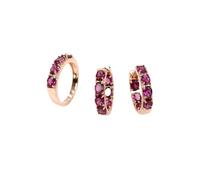 PVUVTNAHW Natural Rhodolite Garnet Ring Earring Jewelry Set 925 Sterling Silver For Women Daily Wear Jewelry(7)