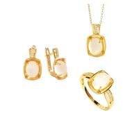 PVUVTNAHW Natural White Moonstone Jewelry Set Oval 7 * 9mm Earring Ring Real Gemstone 925 Sterling Silver For Women(8)