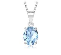PVUVTNAHW Oval 2.22ct Garnet Citrine Sky Blue Topaz Amethyst Pendant Necklace No Chain 925 Sterling Silver(Sky Blue Topaz)