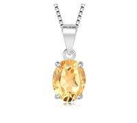PVUVTNAHW Oval 2.22ct Garnet Citrine Sky Blue Topaz Amethyst Pendant Necklace No Chain 925 Sterling Silver(Natural Citrine)