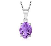 PVUVTNAHW Oval 2.22ct Garnet Citrine Sky Blue Topaz Amethyst Pendant Necklace No Chain 925 Sterling Silver(Natural Amethyst)