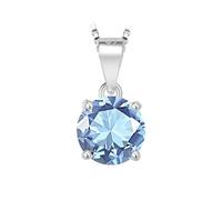 PVUVTNAHW Round Natural 2.32ct Amethyst Citrine Sky Blue Topaz Garnet Pendant Necklace No Chain S925 For Women(Sky Blue Topaz)