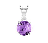 PVUVTNAHW Round Natural 2.32ct Amethyst Citrine Sky Blue Topaz Garnet Pendant Necklace No Chain S925 For Women(Natural Amethyst)
