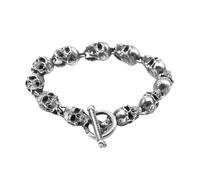 PVUVTNAHW S925 Silver Garber Style Skull Motorcycle Hand String Trend Men And Women Skeleton Vintage Punk Bracelet(27cm)