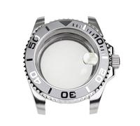 PVUVTNAHW Silver Stainless Steel Yacht Design with Sapphire Crystal Water Resistant Watch Case Compatible for Nh35 Nh36 Mechanical Automatic Movement(4)