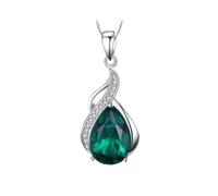 PVUVTNAHW Simulated Nano Emerald 925 Sterling Silver Pendant For Woman No Chain