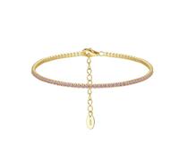PVUVTNAHW Tennis Bracelet 925 Sterling Silver 1.5mm Bazel Setting Zircon for Women Luxury Chain Bracelet(SB190-14K-P)