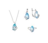 PVUVTNAHW Trendy Drop Shape Natural Sky Blue Topaz Jewelry Set 925 Sterling Silver For Women Party Jewelry(9)