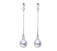 PVUVTNAHW Trendy Natural Freshwater Long Pearl Earrings Fashion 925 Silver Earring Jewelry For Woman(White)