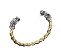 PVUVTNAHW Vintage Cuff Bracelets Men Stainless Steel Nordic Viking Norse Gold Plated Dragon Bangle Vikings Pulseras Jewelry Bangles(CB061)