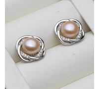 PVUVTNAHW Wedding Natural Freshwater Stud Earrings With Pearls Silver 925 Pearl Earrings For Woman(Pink)