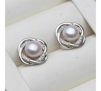 PVUVTNAHW Wedding Natural Freshwater Stud Earrings With Pearls Silver 925 Pearl Earrings For Woman(White)