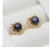 PVUVTNAHW White Black Grey Pink Purple Freshwater Pearl Stud Earrings Small Natural Pearl Earrings For Women(Black)