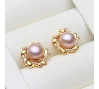 PVUVTNAHW White Black Grey Pink Purple Freshwater Pearl Stud Earrings Small Natural Pearl Earrings For Women(Purple)