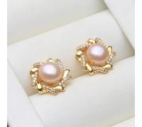 PVUVTNAHW White Black Grey Pink Purple Freshwater Pearl Stud Earrings Small Natural Pearl Earrings For Women(Pink)