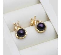 PVUVTNAHW White Black Grey Pink Purple Natural Pearl Earrings Trendy Earrings For Woman(Black)