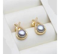PVUVTNAHW White Black Grey Pink Purple Natural Pearl Earrings Trendy Earrings For Woman(Grey)