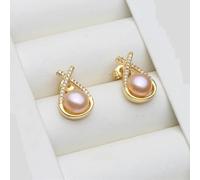 PVUVTNAHW White Black Grey Pink Purple Natural Pearl Earrings Trendy Earrings For Woman(Pink)