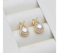 PVUVTNAHW White Black Grey Pink Purple Natural Pearl Earrings Trendy Earrings For Woman(White)