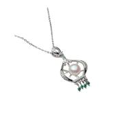 PVUVTNAHW White Black Natural Fresh Water Cultured Pearl Pendant 925 Silver Chain For Women Wedding Gifts(White)