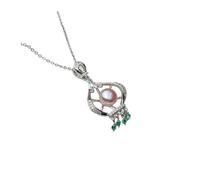PVUVTNAHW White Black Natural Fresh Water Cultured Pearl Pendant 925 Silver Chain For Women Wedding Gifts(Purple)