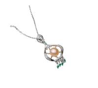 PVUVTNAHW White Black Natural Fresh Water Cultured Pearl Pendant 925 Silver Chain For Women Wedding Gifts(Pink)