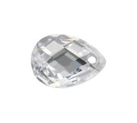 PVUVTNAHW White CZ Stone With Hole Pear Shape Double Checker Board Synthetic Gems Cubic Zirconia For Jewelry(6x8mm-50pcs)