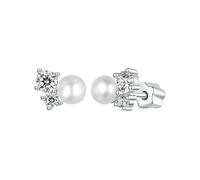 PVUVTNAHW White Gold Plated Moissanite Stud Earrings Stud Screw Back 925 Silver Pearl Earrings For Women