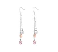 PVUVTNAHW White Multi Colour Freshwater Pearl Dangle Earrings Vintage 925 Silver Pearl Earrings For Women(Multi)