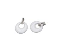 PVUVTNAHW White Nano Gemstone Earrings Solid 925 Silver Indian Agate 25mm For Women Wedding Engagment Party Jewelry(WHITE)